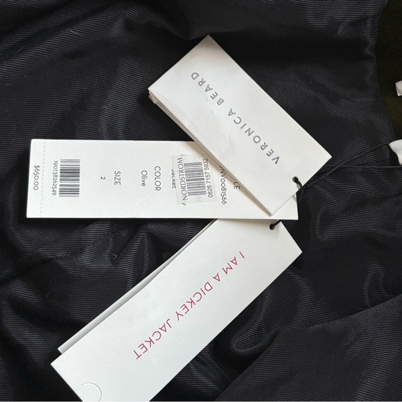 NWT Veronica Beard Velvet Lawrence Blazer Size 2,  Olive with Silver Buttons. - Picture 4 of 6